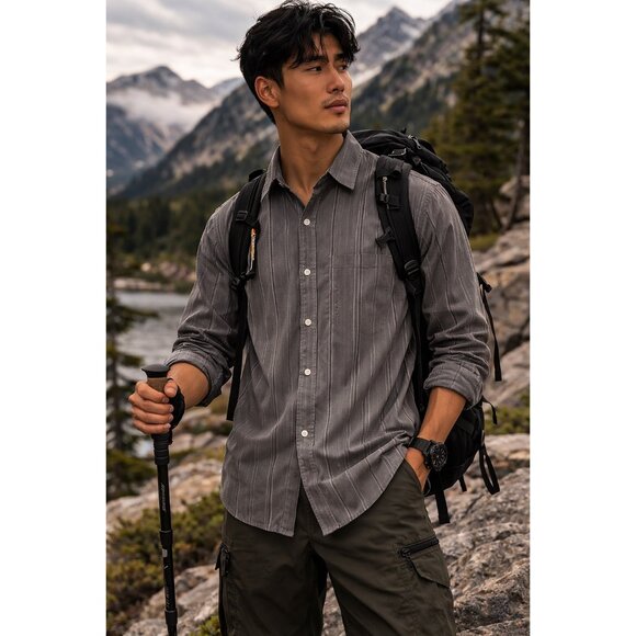 Mountain Hardwear Other - Mountain Hardwear Button Up Shirt Mens XL Gray Striped Hiking Outdoor